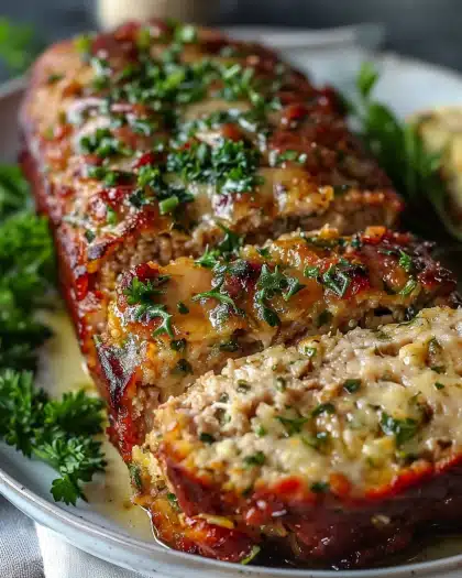 Melt-in-Your-Mouth Garlic Parmesan Chicken Meatloaf