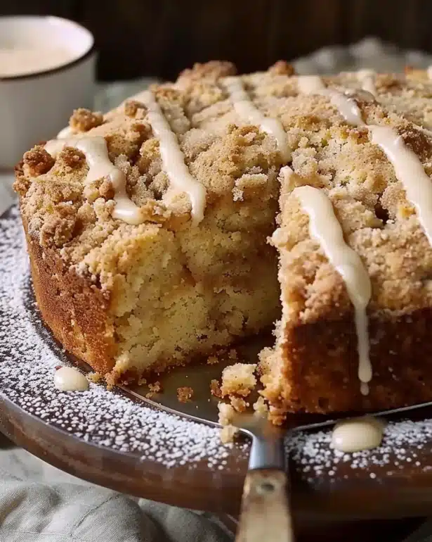 Apple Crumb Cake with Apple Cider Cinnamon Glaze