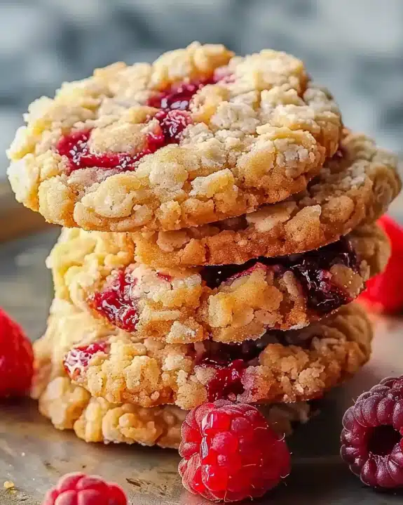 Buttery Raspberry Crumble Cookies