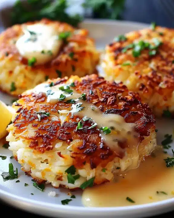 Cheddar Bay Crab Cakes with Lemon Butter Drizzle