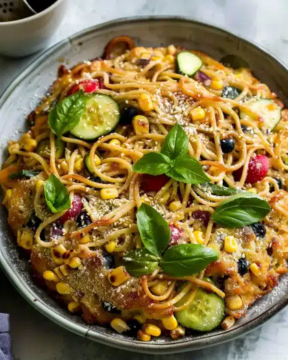 Cold Sesame Noodles With Cucumber, Corn and Basil