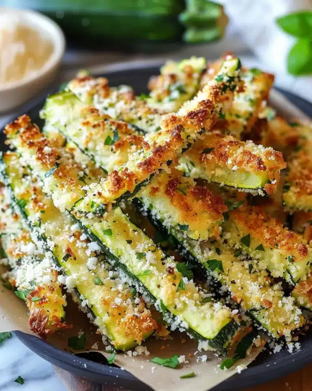 Crispy Parmesan Garlic Zucchini Fries