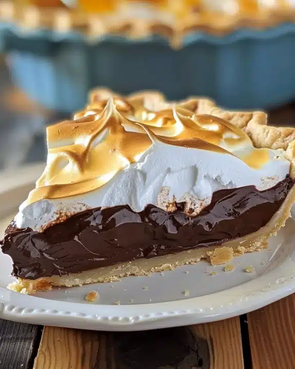 Old Fashioned Chocolate Pie with Golden Meringue
