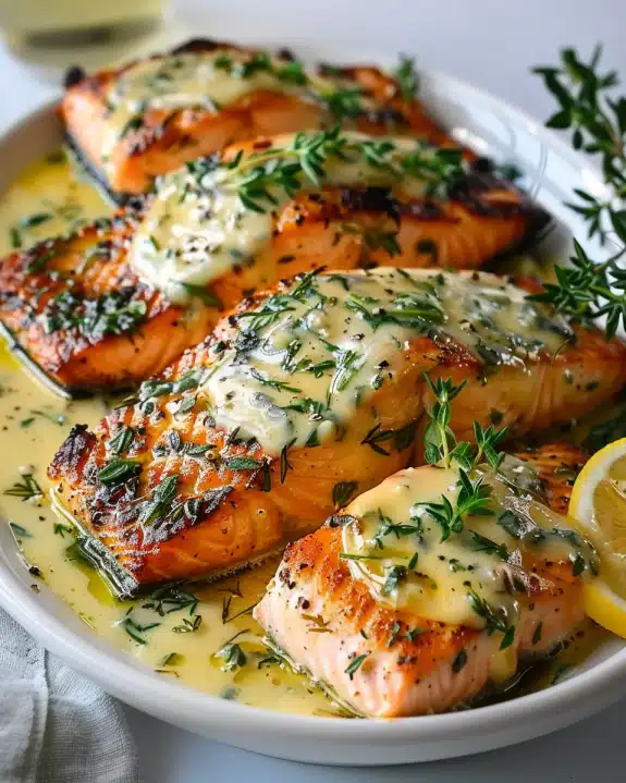 Grilled Salmon with Shallot Sauce