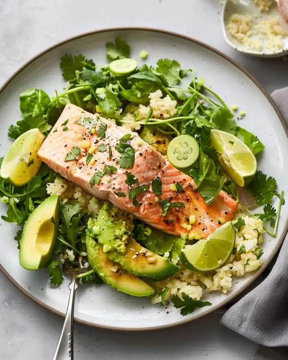 Salmon With Avocado and Cilantro Salad