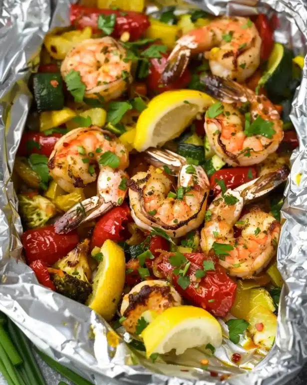 Shrimp Foil Packets with Summer Veggies
