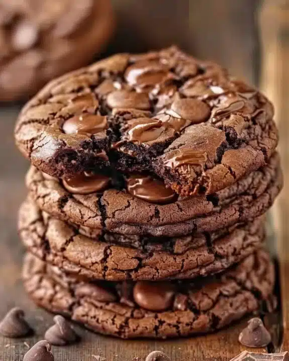 Soft & Chewy Triple Chocolate Cookies