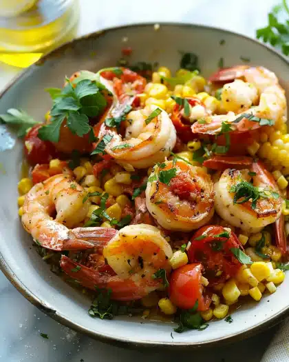Summer Shrimp Scampi With Tomatoes and Corn