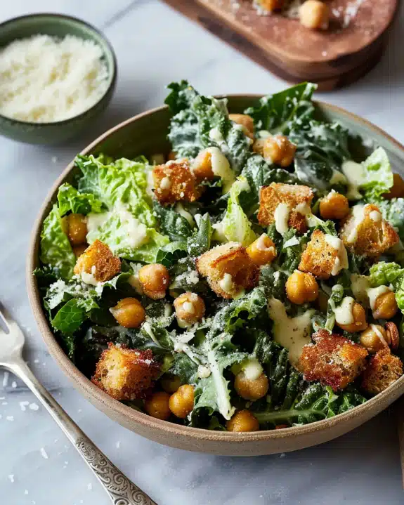 Vegan Caesar Salad With Crisp Chickpeas