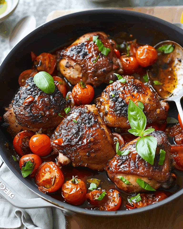 Balsamic Chicken Thighs With Burst Tomatoes