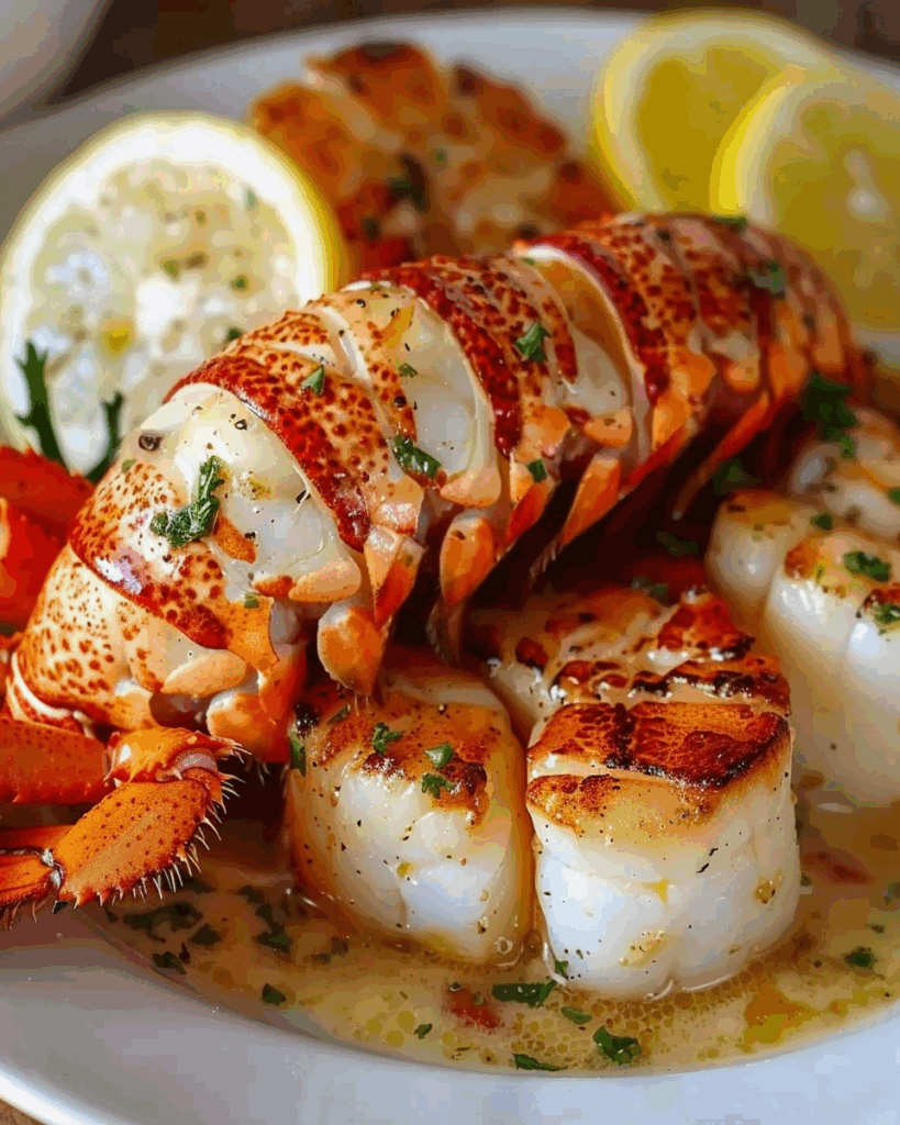 Garlic Butter Lobster and Scallops