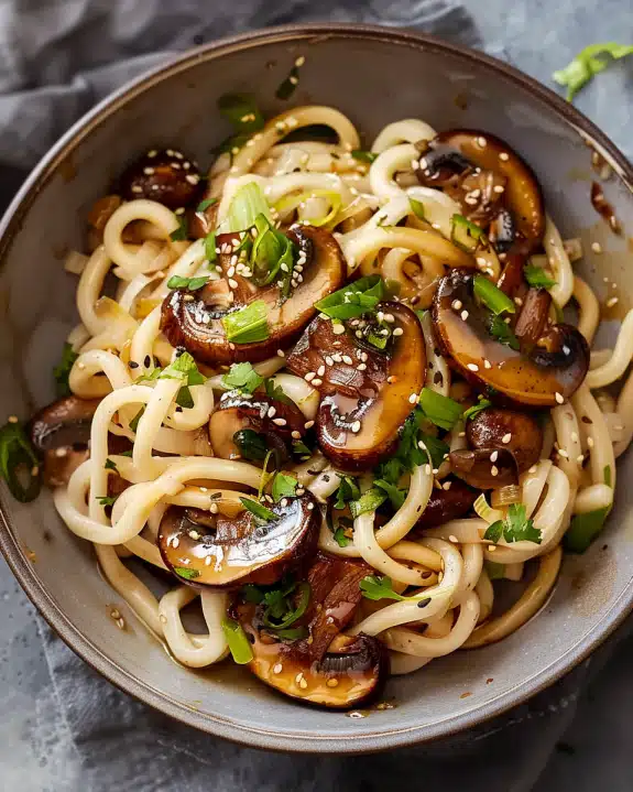 Honey-Glazed Mushrooms With Udon