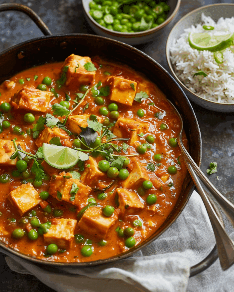 Mattar Paneer (Peas and Paneer in Spiced Tomato Gravy)