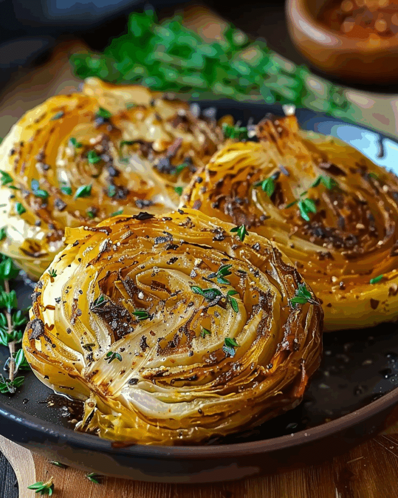 Oven Roasted Garlic Cabbage Steaks