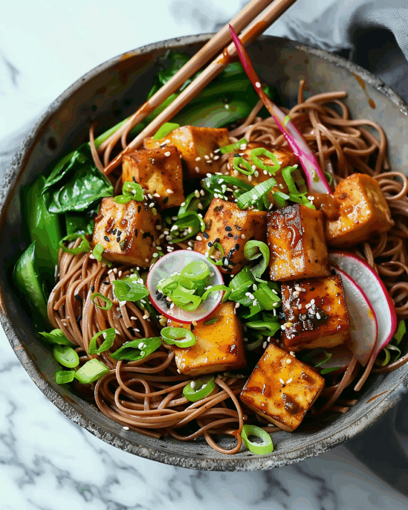 Sweet and Spicy Tofu With Soba Noodles