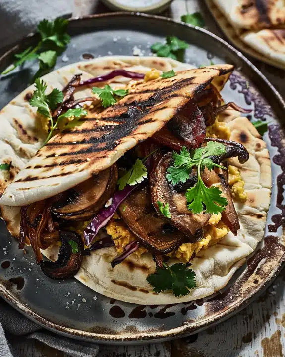 Vegetarian Mushroom Shawarma Pitas
