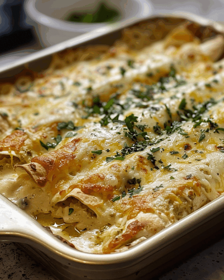 Creamy White Chicken Enchiladas with Green Chili Sour Cream Sauce