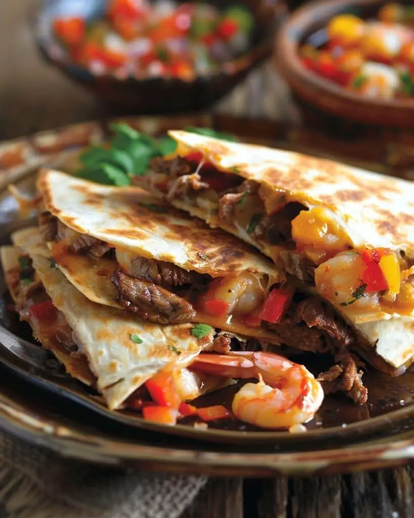 Creole Steak & Shrimp Quesadillas