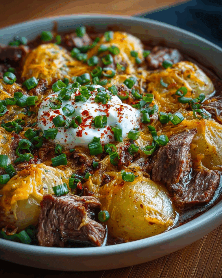 Crockpot Loaded Steak and Potato Bake