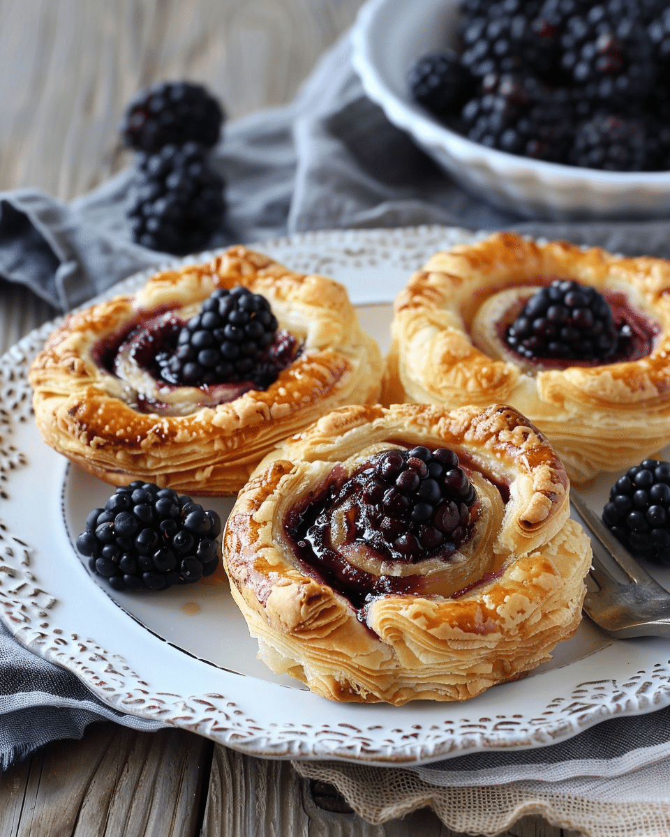Honeyed Brie-Blackberry Puff Pastry Swirls