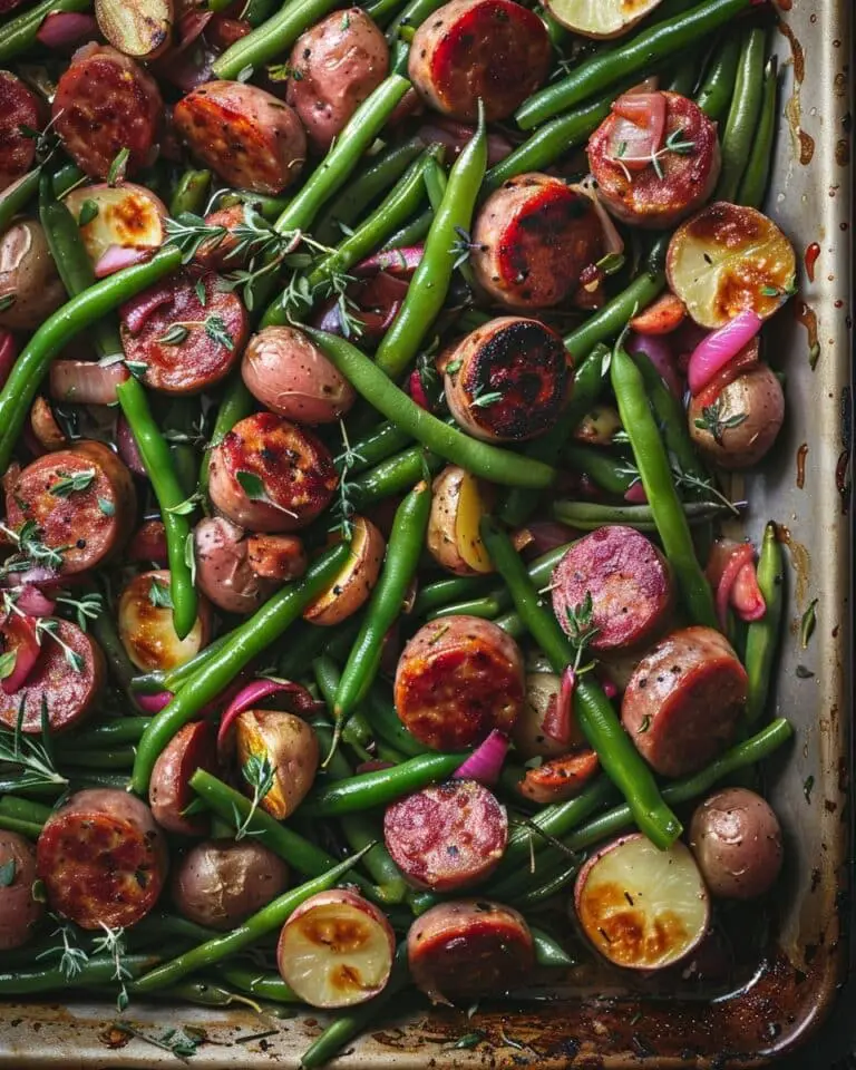 One Pan Sausage, Green Beans, and Potatoes