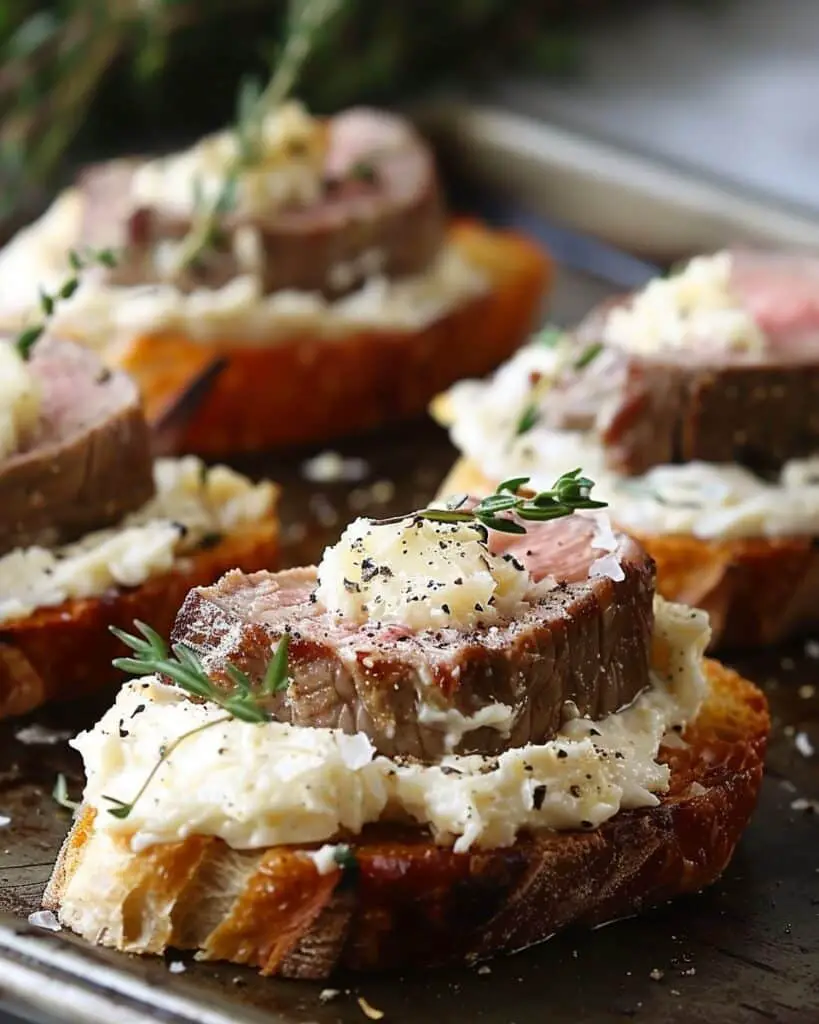 Parmesan Cream Beef Tenderloin Crostini