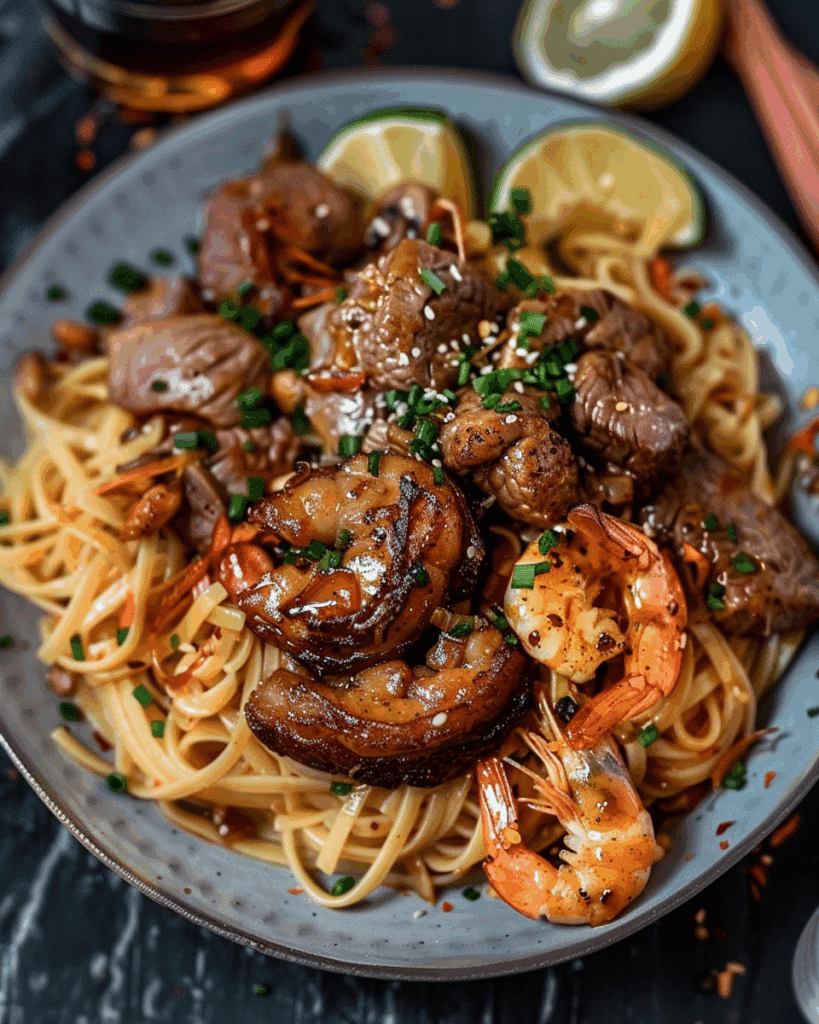 Surf and Turf Garlic Noodles