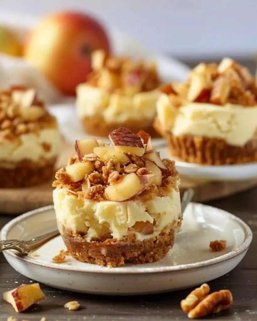 Easy Apple Crisp Mini Cheesecakes