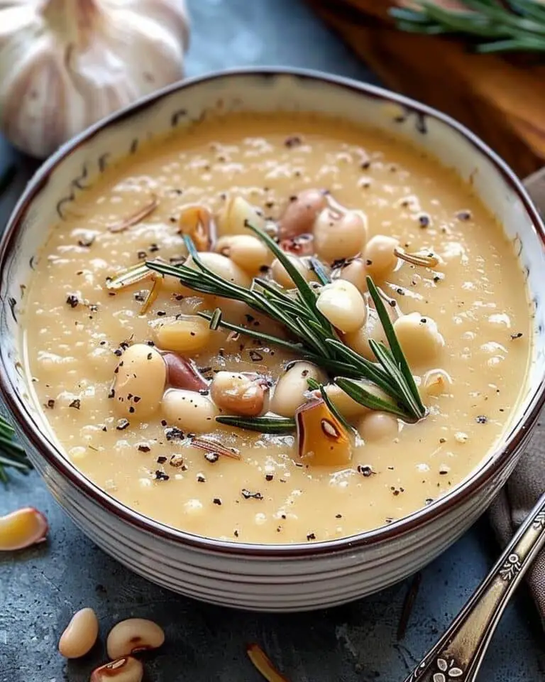 Creamy Rosemary & Roasted Garlic White Bean Soup