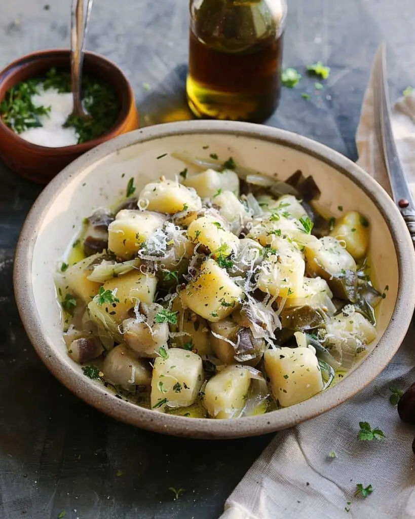 Buckwheat Gnocchi with Cabbage, Potatoes and Fontina