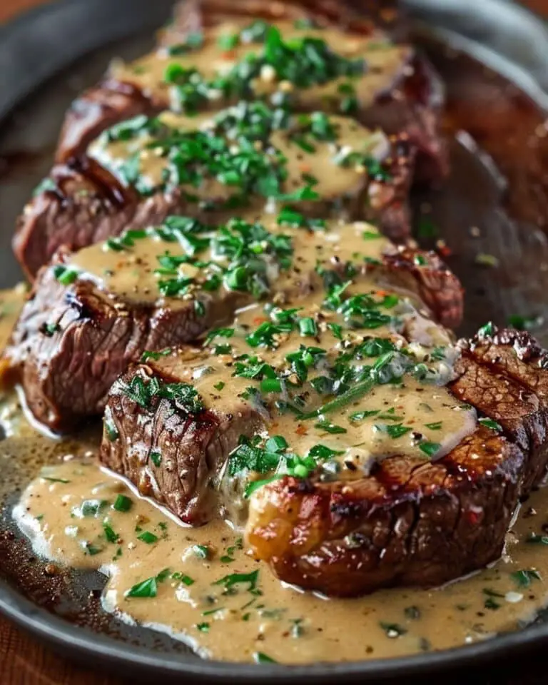 Juicy Steak with Creamy Garlic Sauce