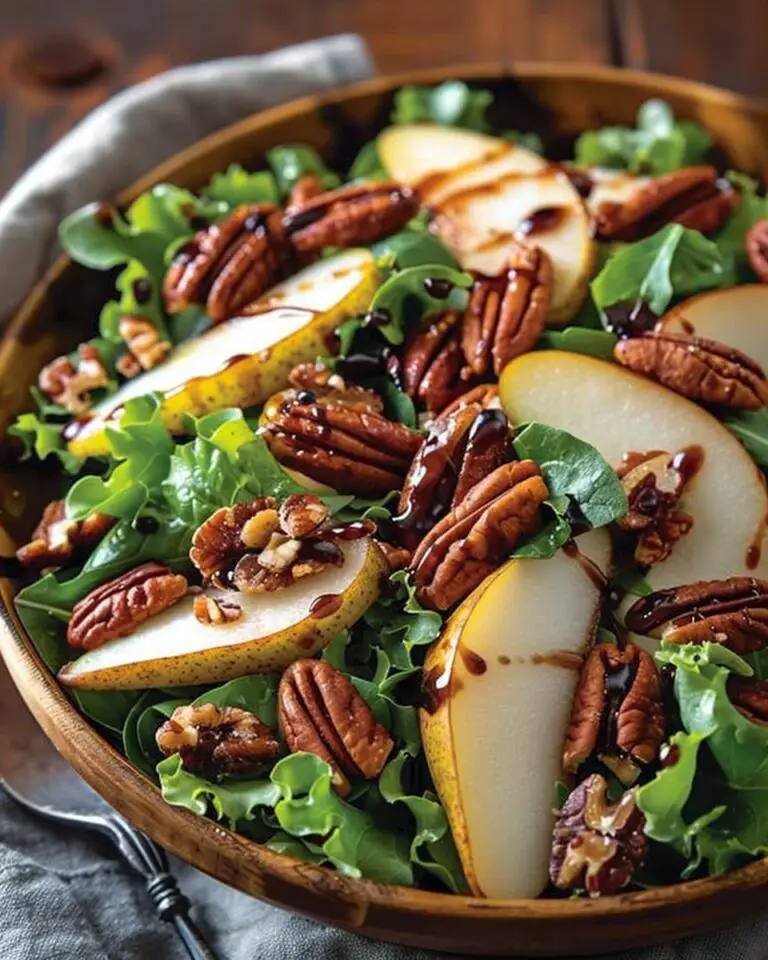 Pear and Candied Pecan Salad with Balsamic Vinaigrette