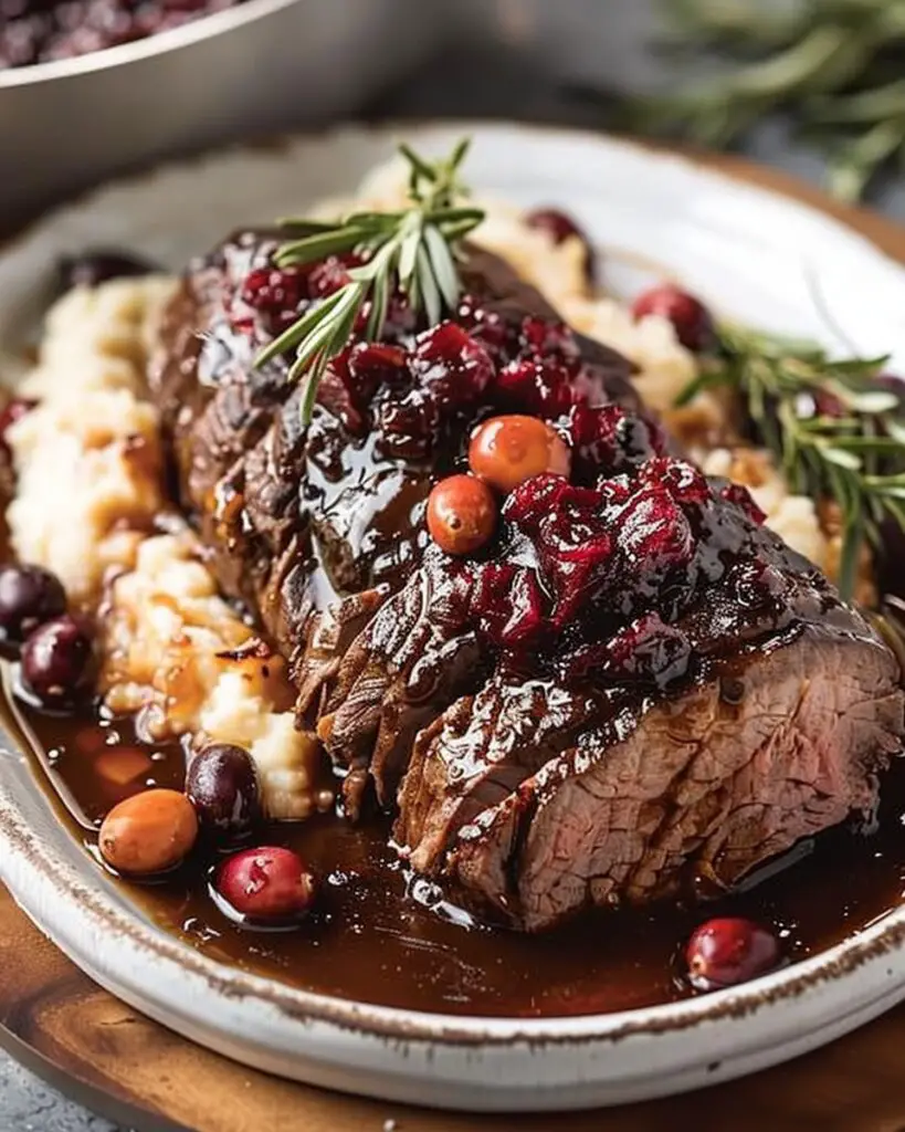 Fall-Apart Balsamic Beef with Cranberry Glaze