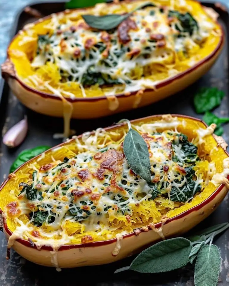 Cheesy Spinach Stuffed Spaghetti Squash