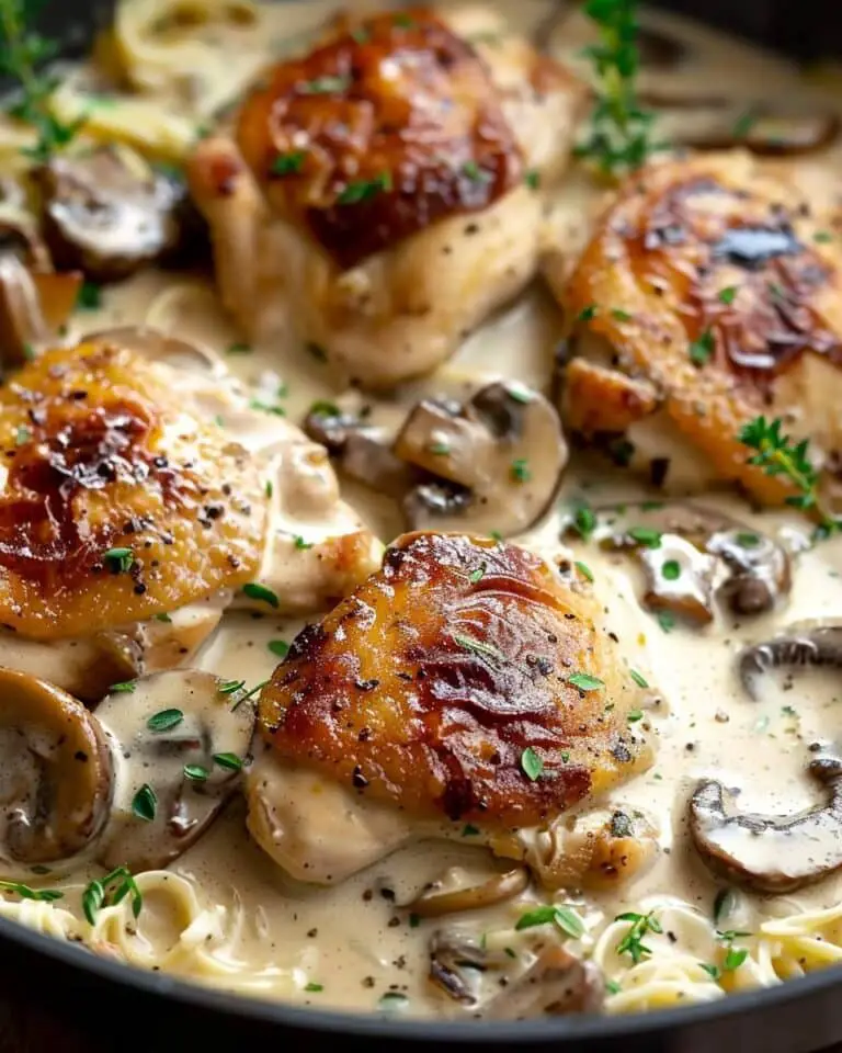 Savory Chicken in a Creamy Asiago Mushroom Sauce
