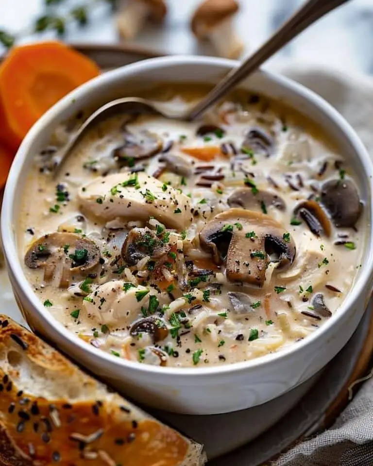Creamy Chicken & Mushroom Wild Rice Soup