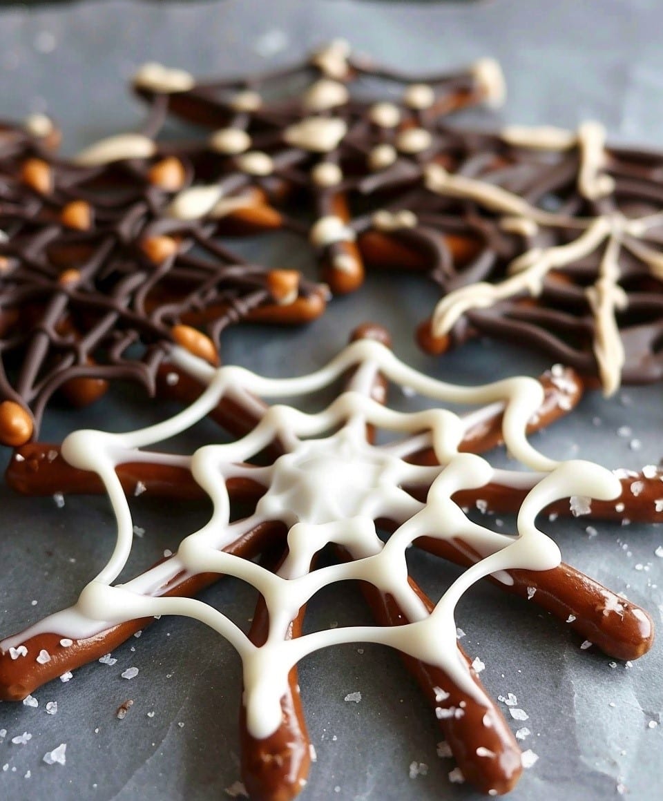 Chocolate Pretzel Spider Web