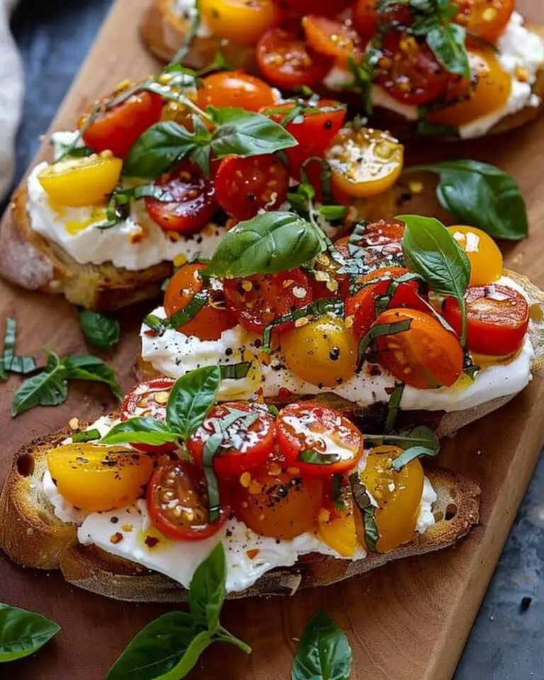 Burrata & Basil Bruschetta with Juicy Tomatoes