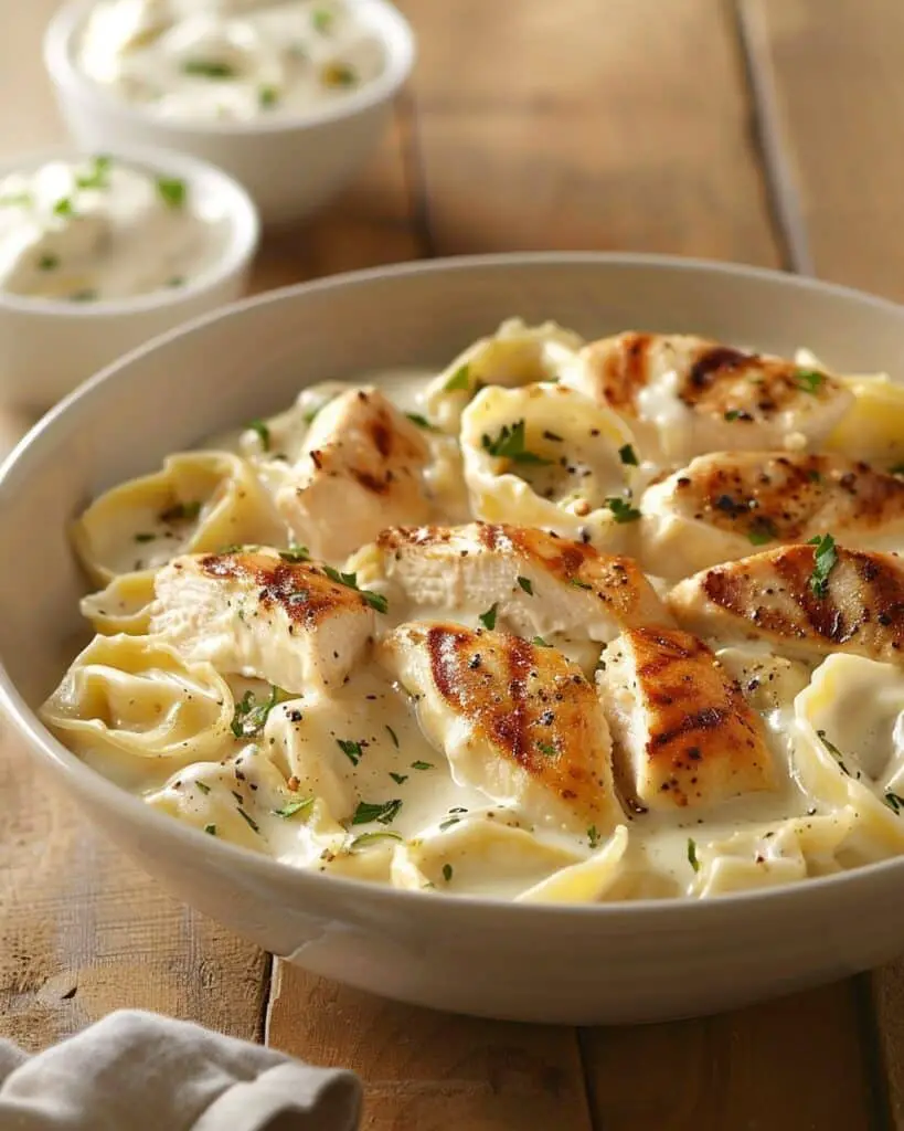 Asiago Tortellini Alfredo with Grilled Chicken