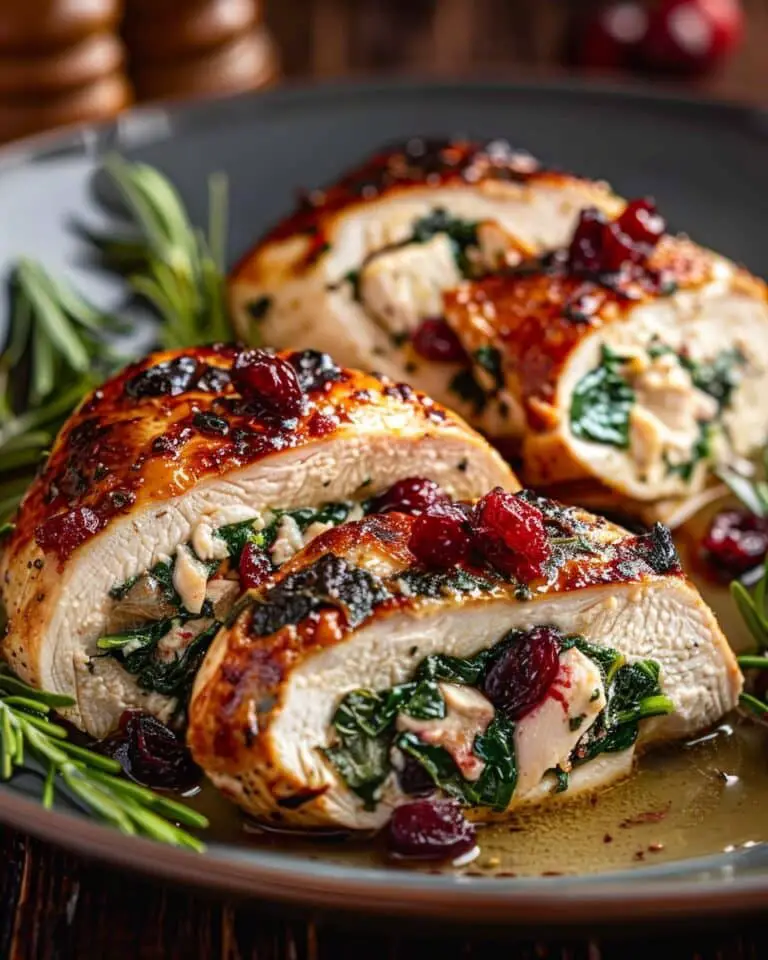 Spinach & Cranberry Stuffed Chicken Breasts