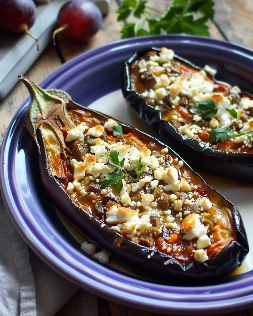Baked Eggplants with Feta Cheese and Grape Syrup