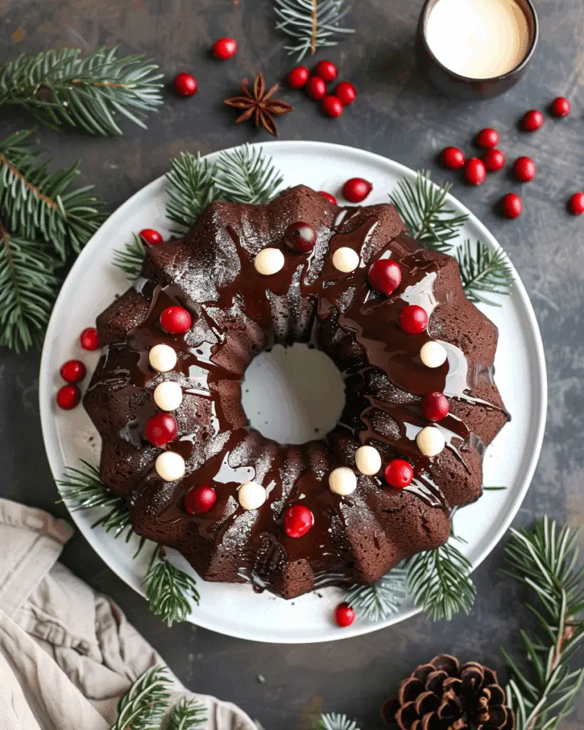 Gingerbread Chocolate Bundt Cake Christmas Wreath