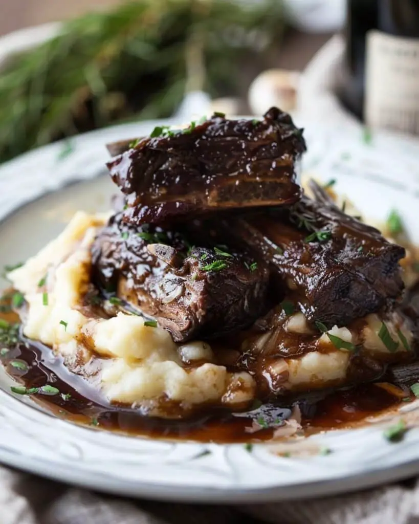 Irresistible Braised Short Ribs with Red Wine & Garlic Mash