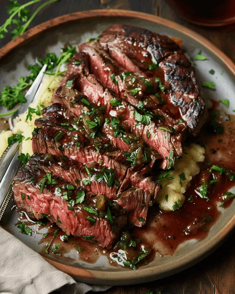 Indulge in Bavette Steak with Irresistible Roasted Garlic Pan Sauce!