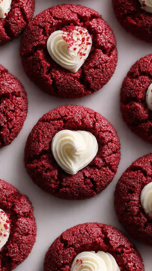 Red Velvet Cream Cheese Thumbprint Cookies