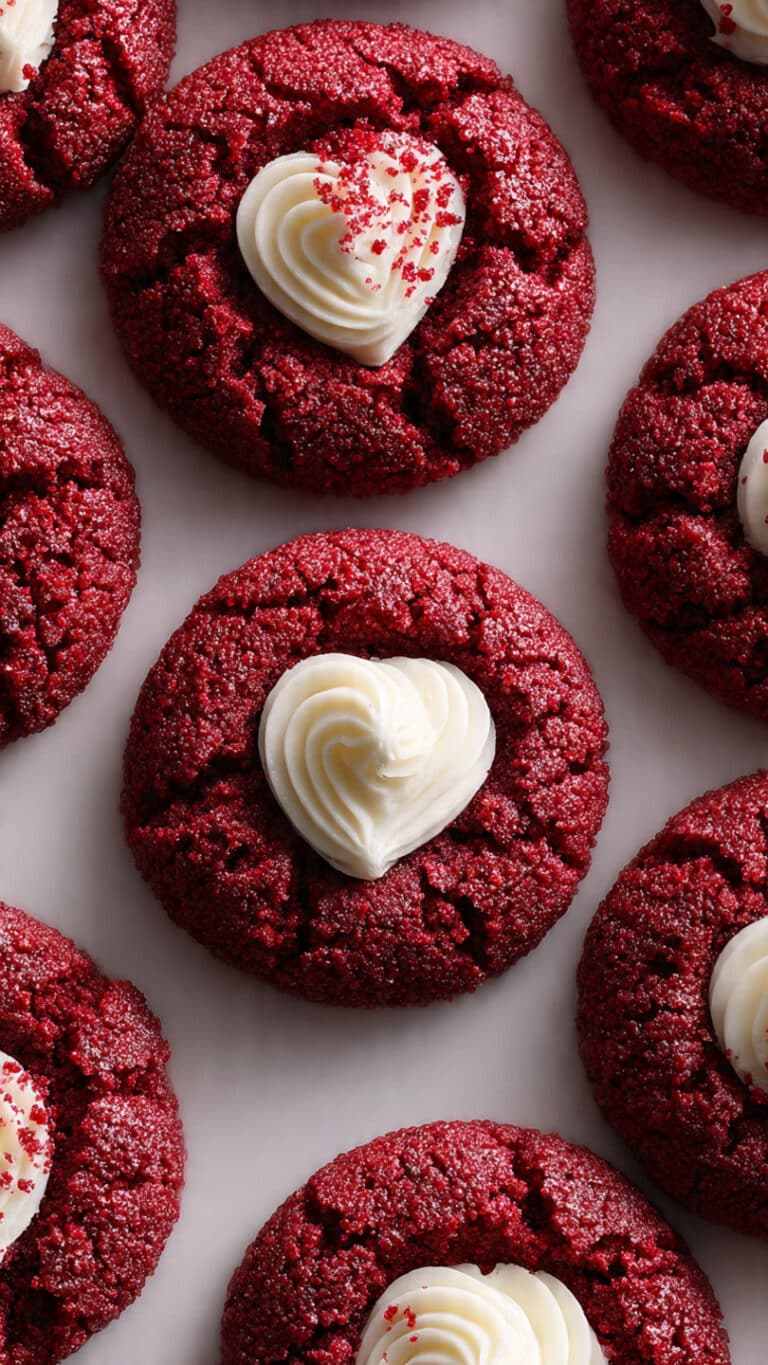 Red Velvet Cream Cheese Thumbprint Cookies