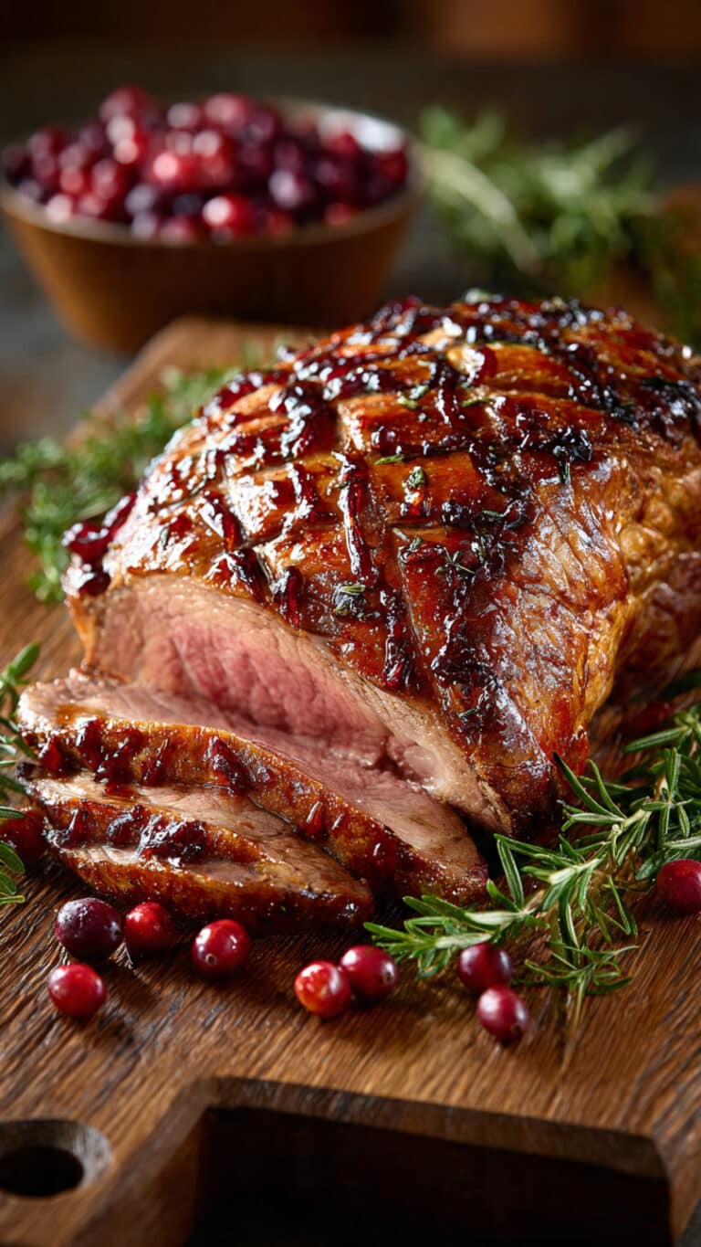 Ribeye Roast with Cranberry Balsamic Glaze