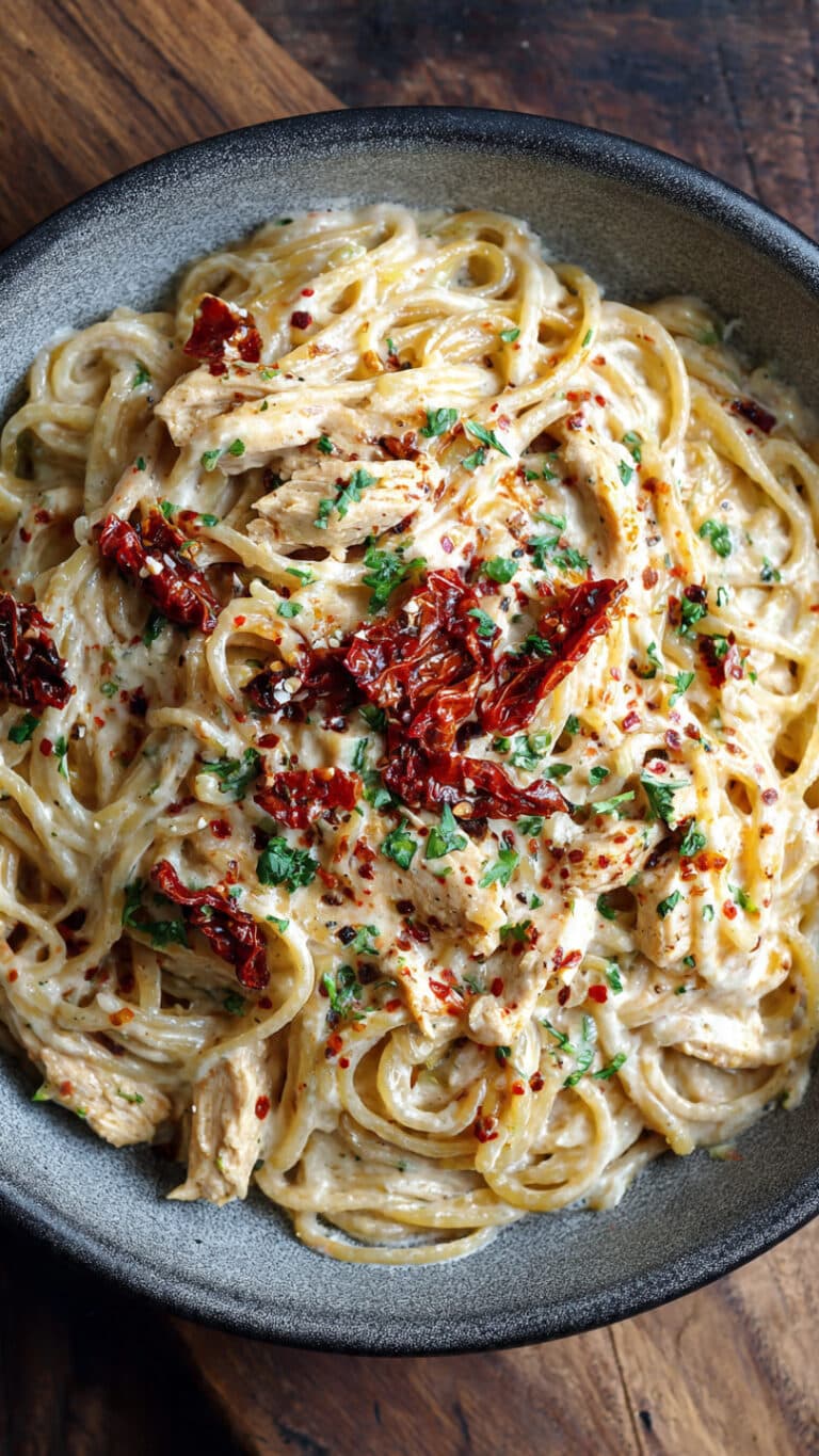 Creamy Chicken Mozzarella Pasta with Sun-Dried Tomatoes
