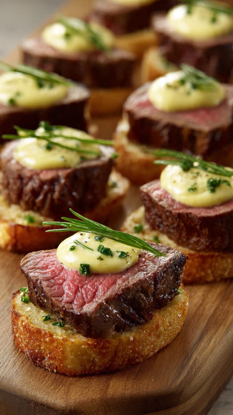 Beef Tenderloin Crostini with Béarnaise Sauce
