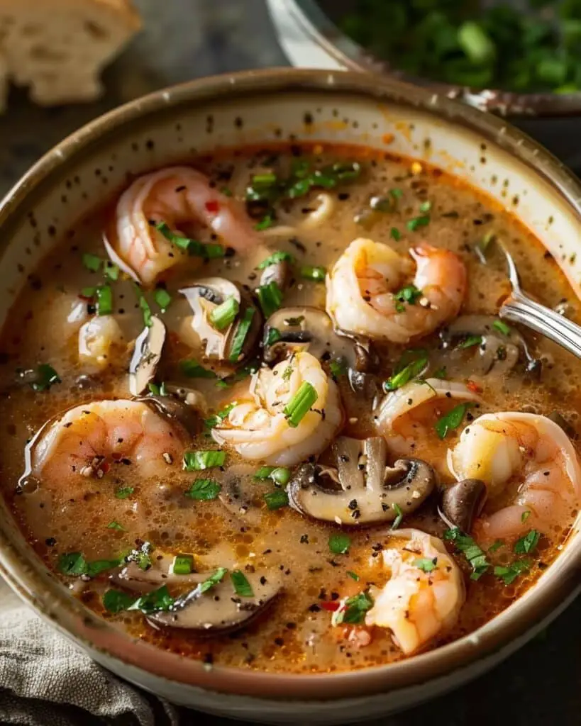 Spicy Shrimp & Ginger Mushroom Soup